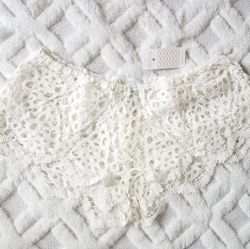 Eberjey Spearhead Sam Shorts Cover-up Crochet White S/M - Picture 7 of 13